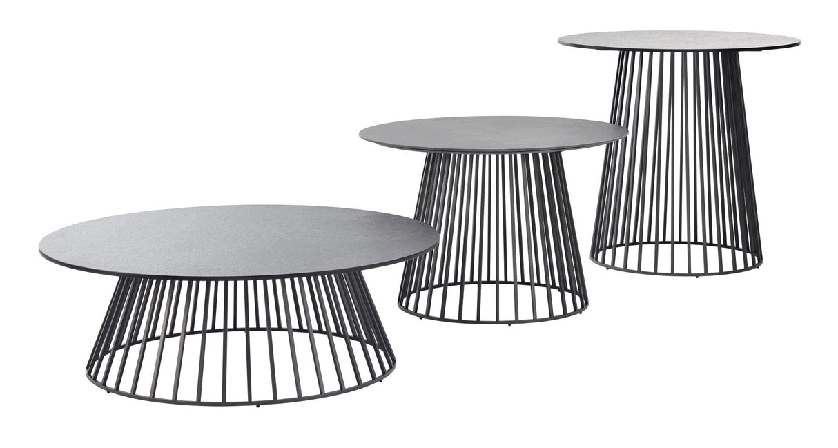 Solpuri Grid Table basse Ø 110cm h: 30cm - Alu Anthracite / Plateau HPL