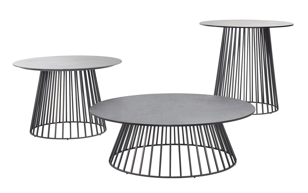 Solpuri Grid Table basse Ø 90cm h: 30cm - Alu Anthracite / Plateau HPL