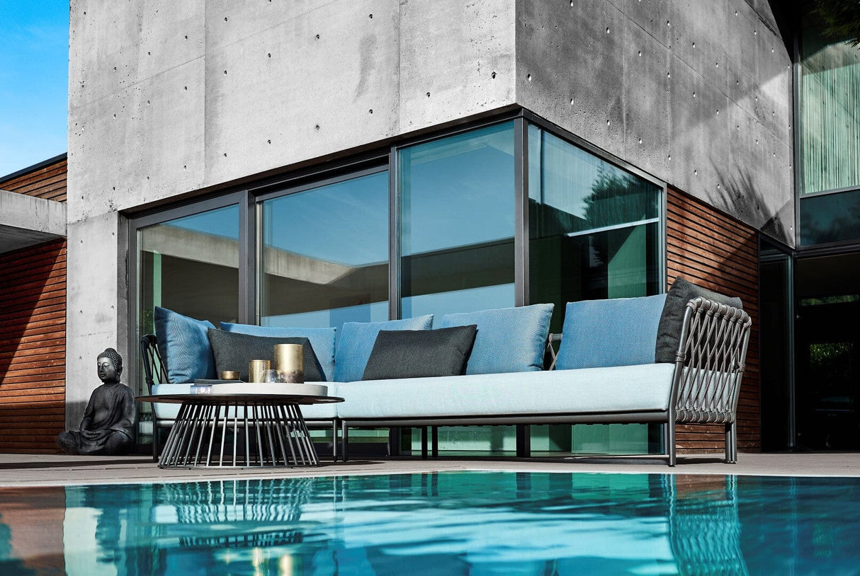 Solpuri Grid Table basse Ø 90cm h: 30cm - Alu Anthracite / Plateau HPL