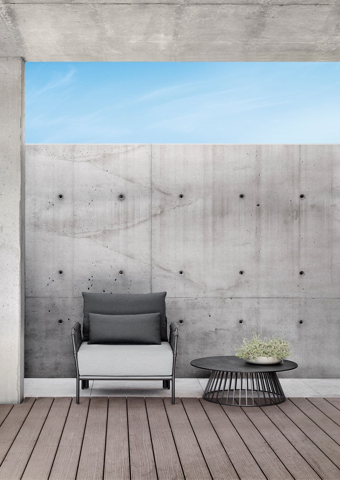 Solpuri Grid Table basse Ø 90cm h: 45cm - Alu Anthracite / Plateau HPL