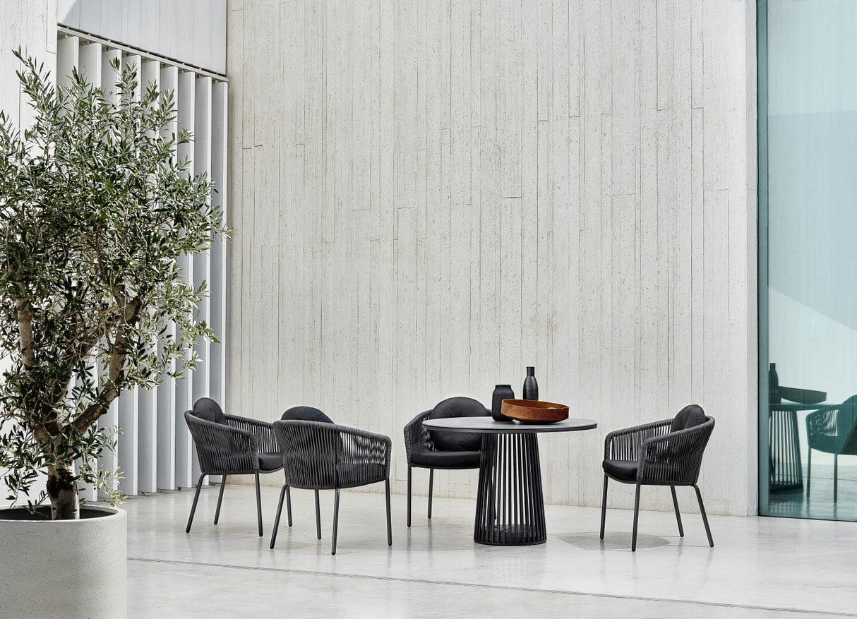 Solpuri Grid Table repas Ø 110cm - Alu Anthracite / Plateau Céramique