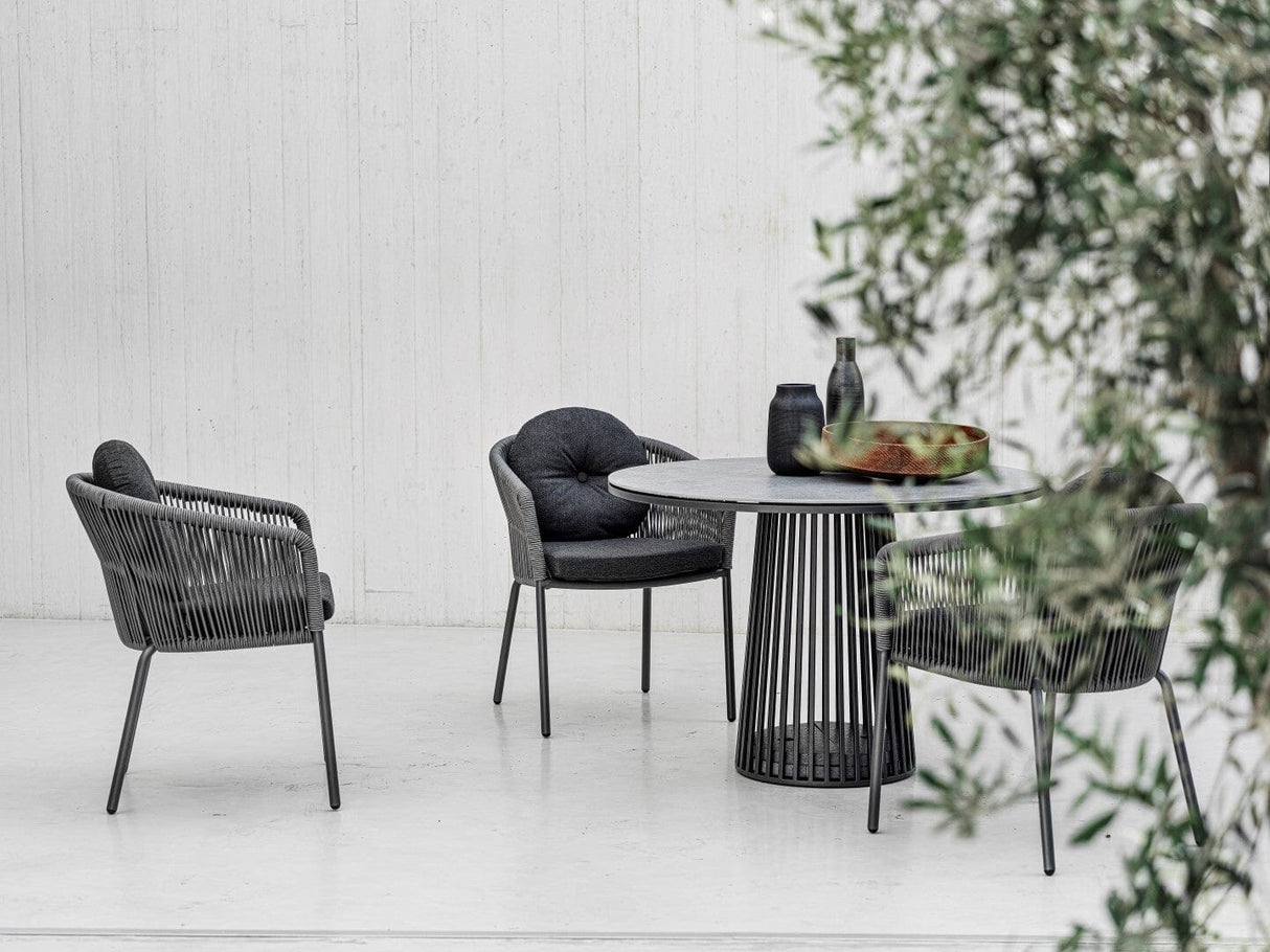 Solpuri Grid Table repas Ø 110cm - Alu Anthracite / Plateau Céramique