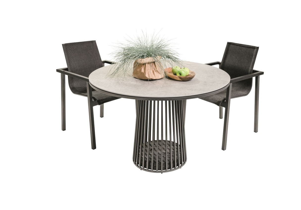 Solpuri Grid Table repas Ø 110cm - Alu Anthracite / Plateau Céramique
