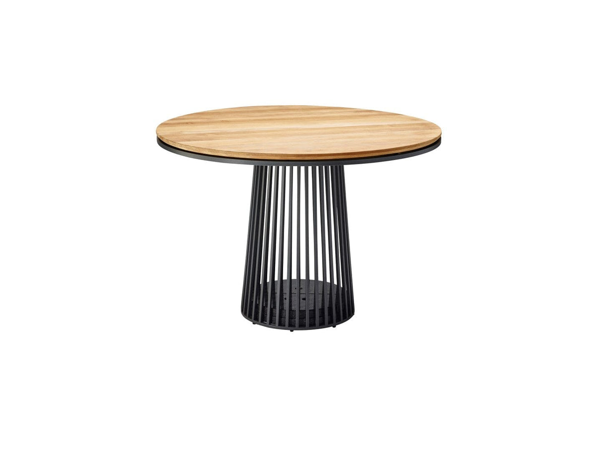 Solpuri Grid Table repas Ø 110cm - Alu Anthracite / Plateau Teck Teak 400 new 400