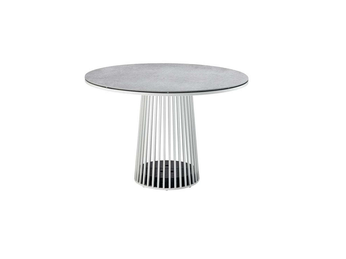 Solpuri Grid Table repas Ø 110cm - Alu White / Plateau Céramique