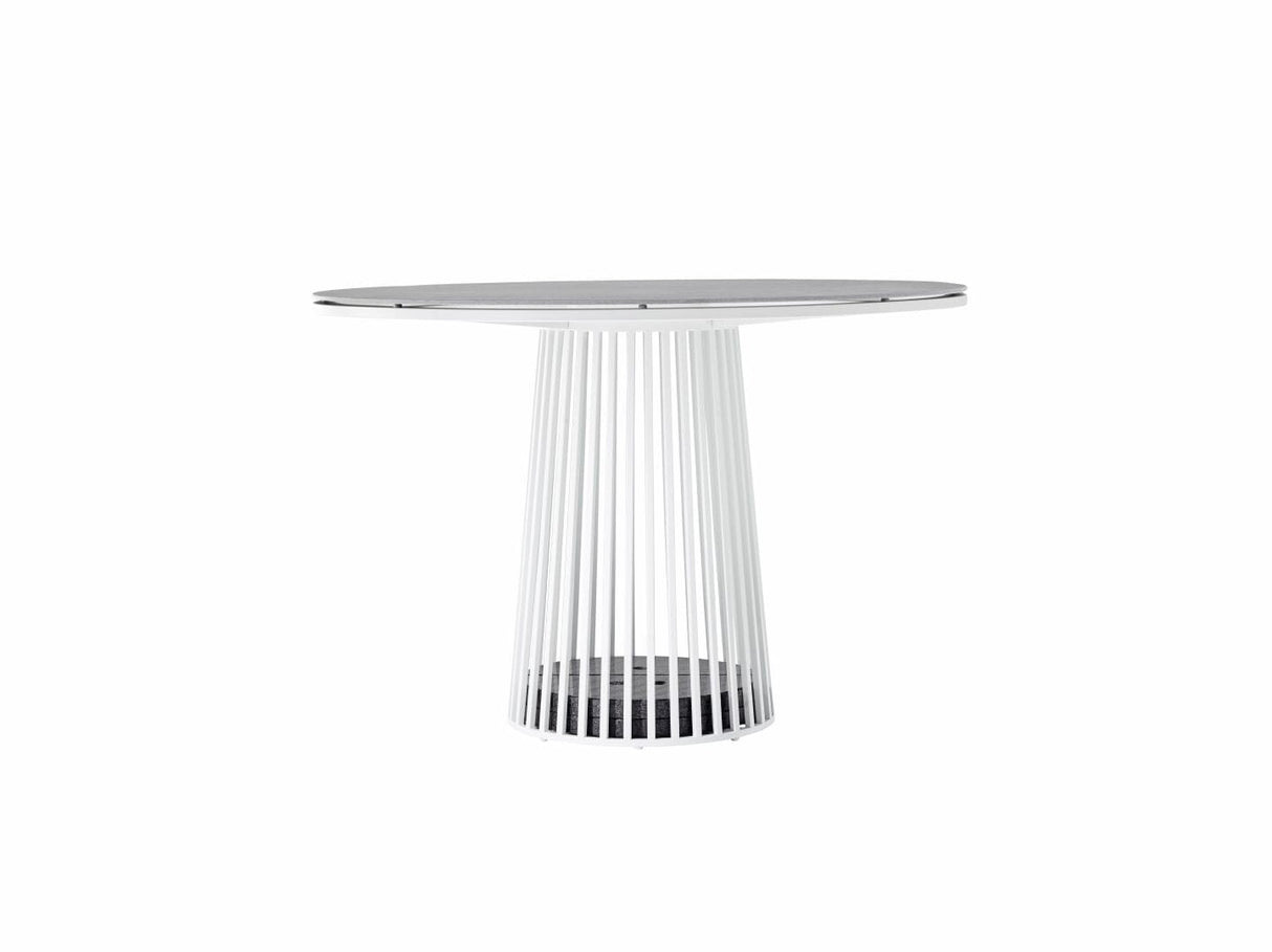 Solpuri Grid Table repas Ø 110cm - Alu White / Plateau HPL