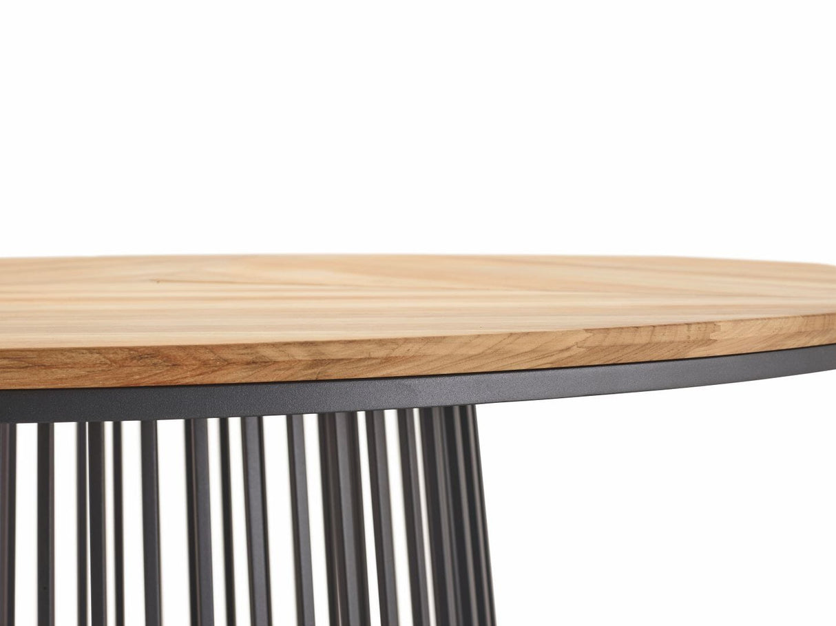 Solpuri Grid Table repas Ø 150cm - Alu Anthracite / Plateau Teck