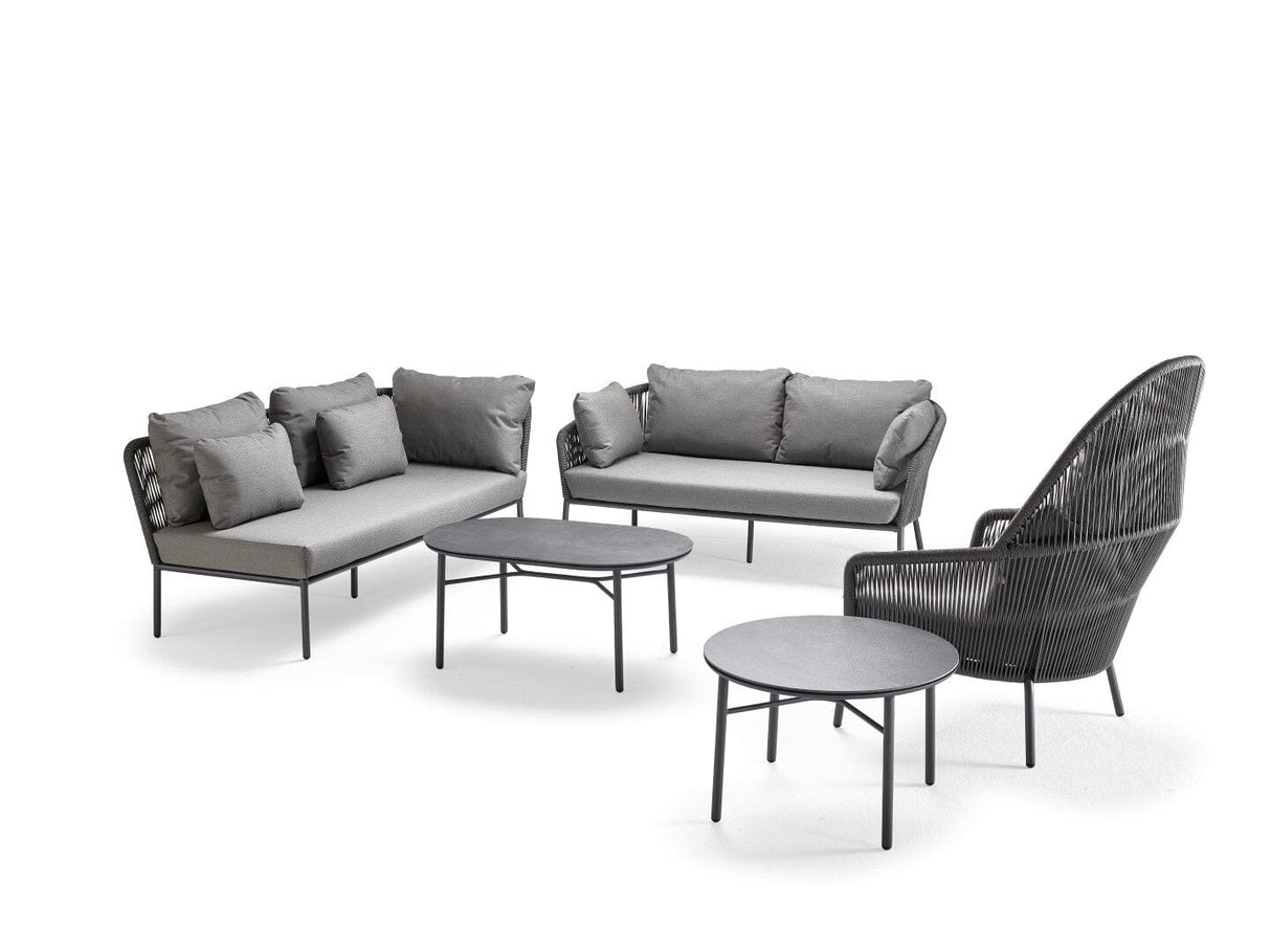 Solpuri Loop Fauteuil club Lounge Haut dossier - Alu String-Flex Anthracite avec Coussins