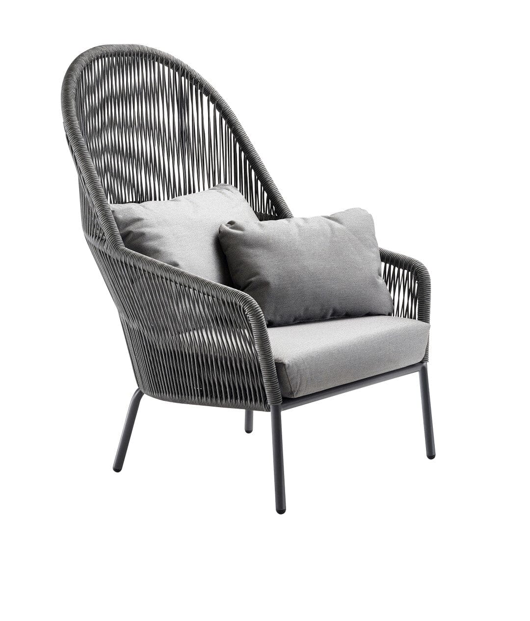 Solpuri Loop Fauteuil club Lounge Haut dossier - Alu String-Flex Anthracite avec Coussins Bombay Anthracite laminé 626.WE / Bombay anthracite 626 / Bombay graphite 628