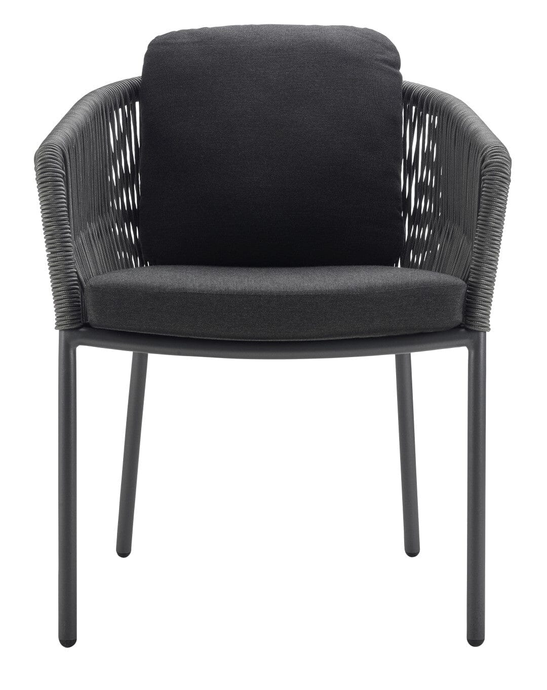 Solpuri Loop Fauteuil repas avec Coussin d'assise / Coussin de dossier carré 42 x 42cm - Alu String-Flex Anthracite