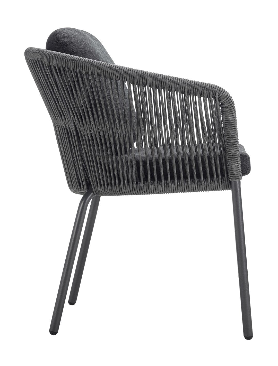 Solpuri Loop Fauteuil repas avec Coussin d'assise / Coussin de dossier carré 42 x 42cm - Alu String-Flex Anthracite