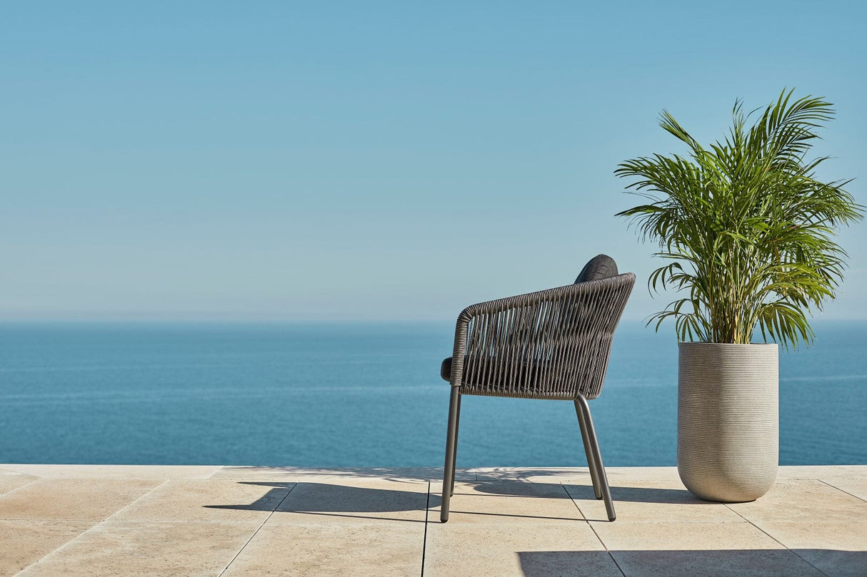 Solpuri Loop Fauteuil repas avec Coussin d'assise / Coussin de dossier carré 42 x 42cm - Alu String-Flex Anthracite