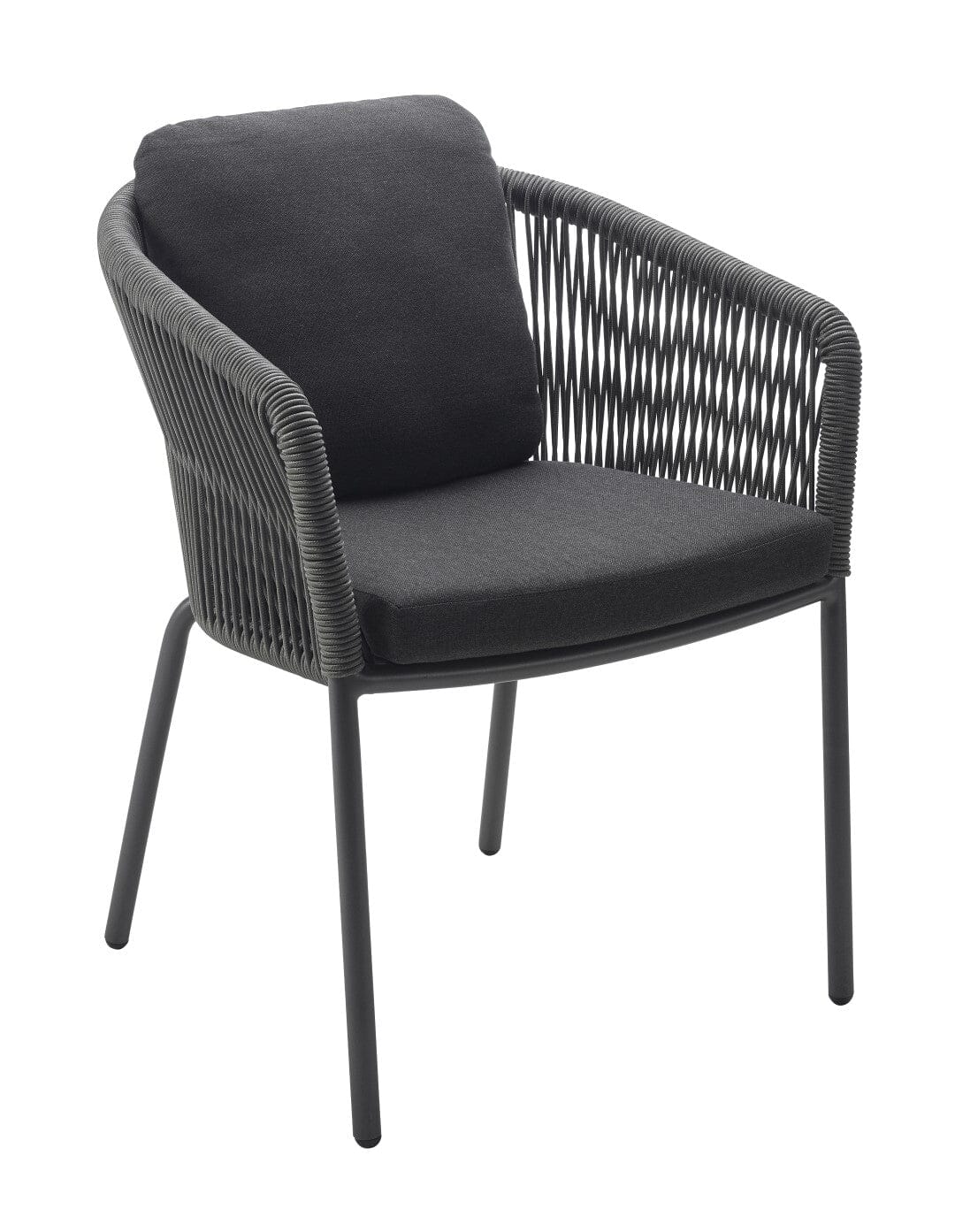 Solpuri Loop Fauteuil repas avec Coussin d'assise / Coussin de dossier carré 42 x 42cm - Alu String-Flex Anthracite Premium Bombay anthracite 626