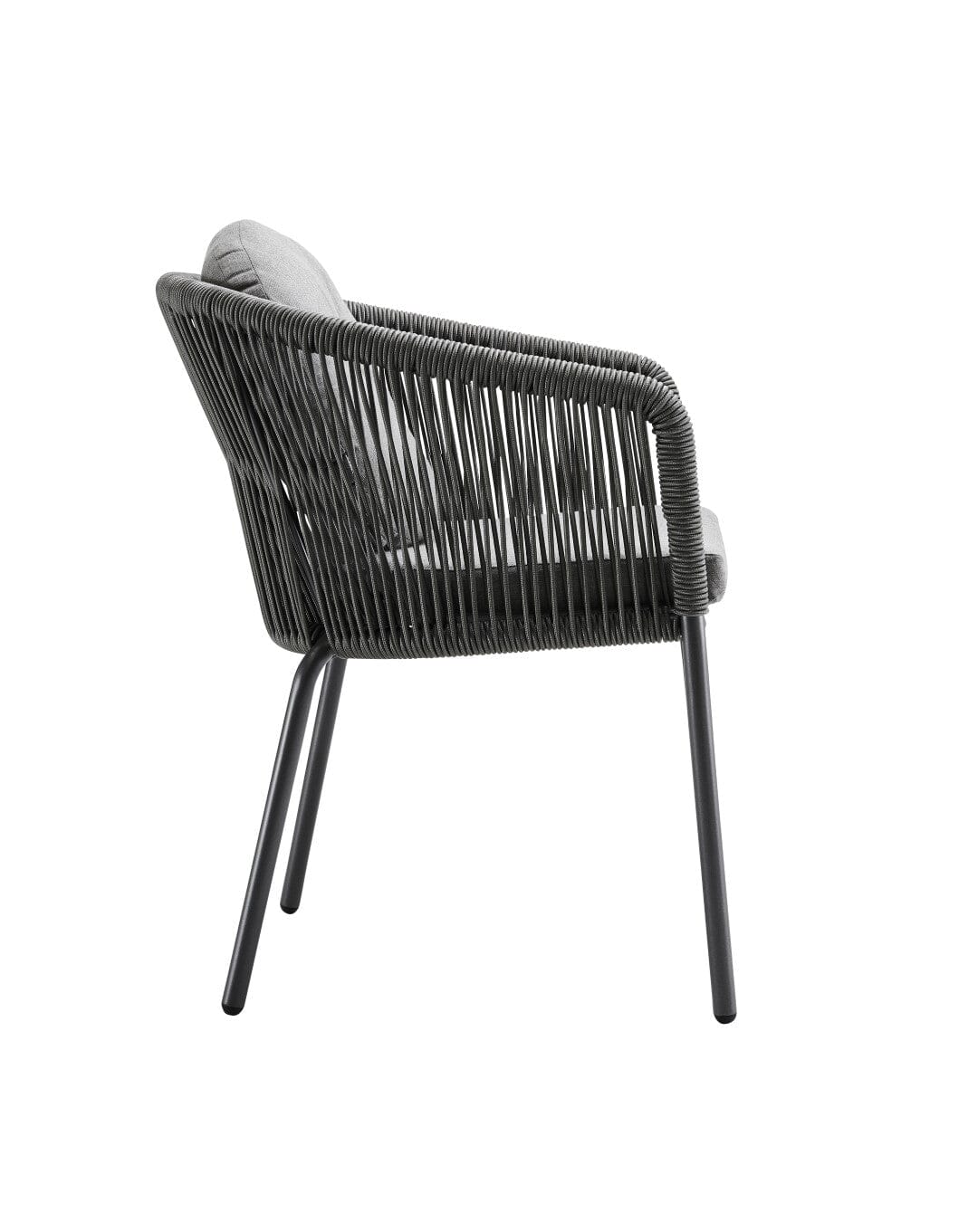 Solpuri Loop Fauteuil repas avec Coussin d'assise / Coussin de dossier carré 42 x 42cm - Alu String-Flex Anthracite Premium Bombay graphite 628