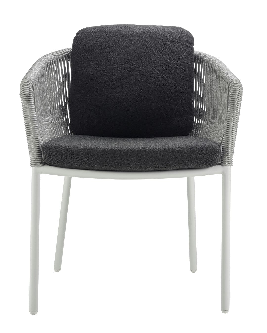 Solpuri Loop Fauteuil repas avec Coussin d'assise / Coussin de dossier carré 42 x 42cm - Alu String-Flex White-grey