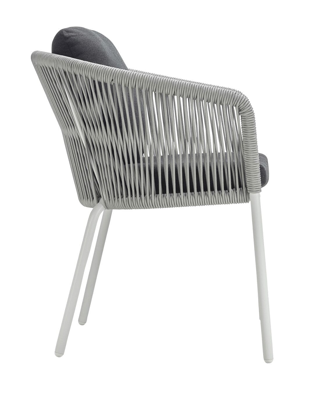 Solpuri Loop Fauteuil repas avec Coussin d'assise / Coussin de dossier carré 42 x 42cm - Alu String-Flex White-grey