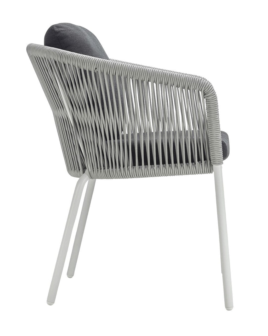 Solpuri Loop Fauteuil repas avec Coussin d'assise / Coussin de dossier  carré 42 x 42cm - Alu String-Flex White-grey – Jardin-Confort SA