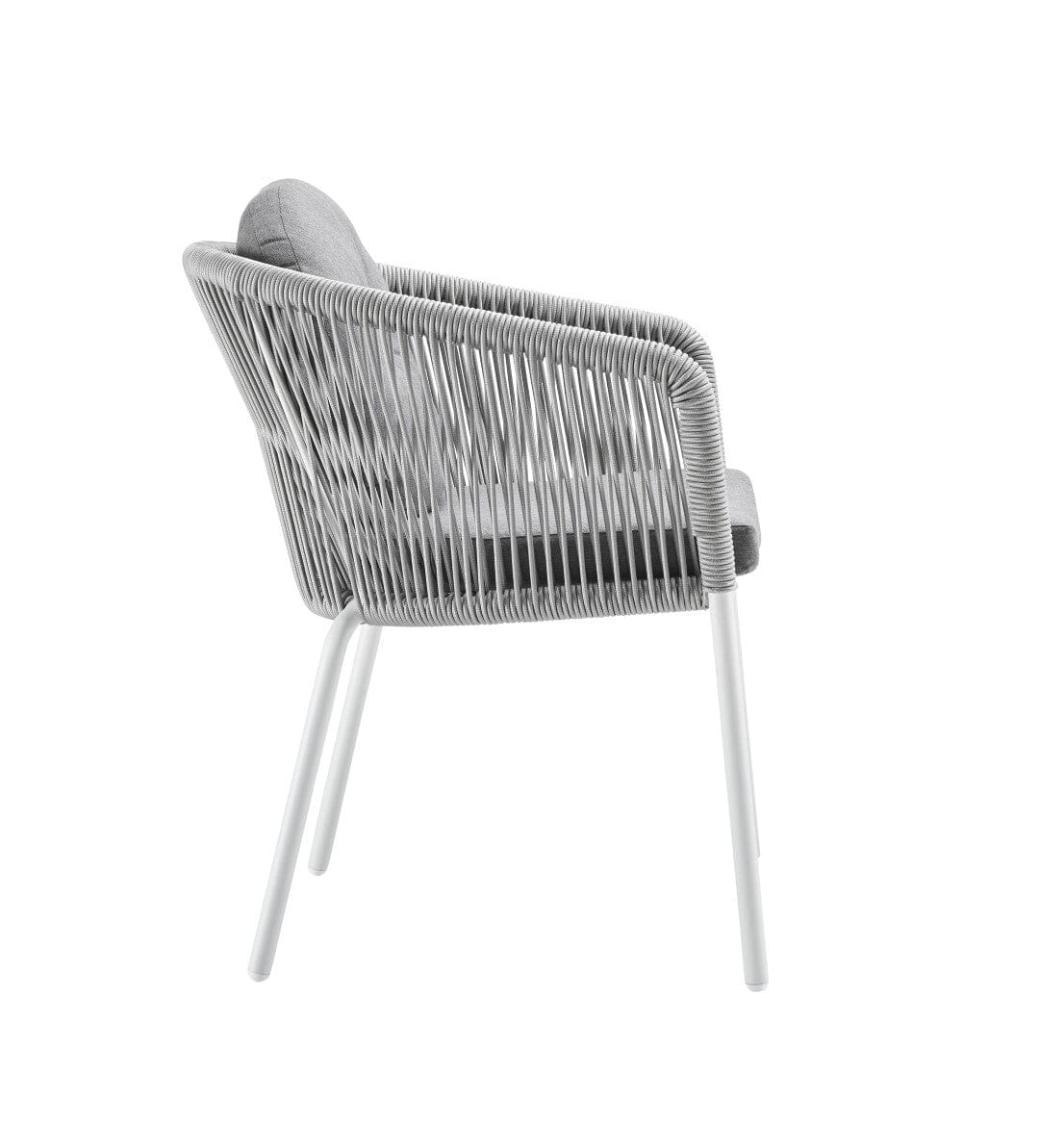 Solpuri Loop Fauteuil repas avec Coussin d'assise / Coussin de dossier carré 42 x 42cm - Alu String-Flex White-grey Premium Bombay anthracite 626