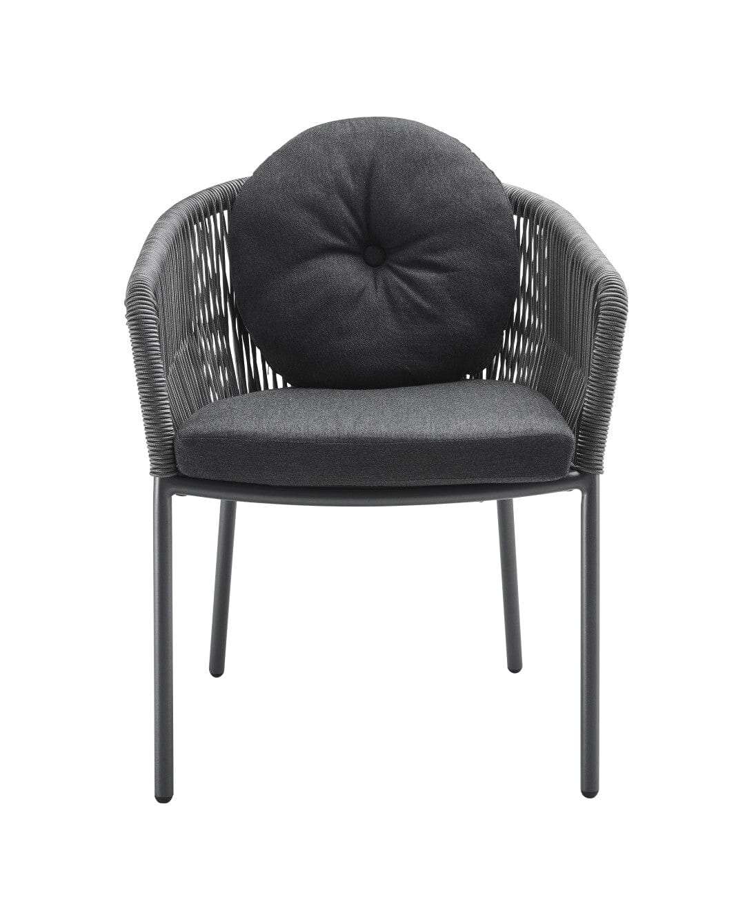 Solpuri Loop Fauteuil repas avec Coussin d'assise / Coussin de dossier rond Ø 42cm - Alu String-Flex Anthracite