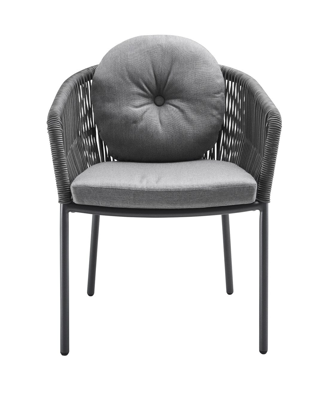 Solpuri Loop Fauteuil repas avec Coussin d'assise / Coussin de dossier rond Ø 42cm - Alu String-Flex Anthracite