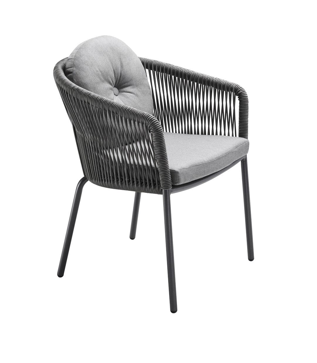Solpuri Loop Fauteuil repas avec Coussin d'assise / Coussin de dossier rond Ø 42cm - Alu String-Flex Anthracite Premium Bombay anthracite 626