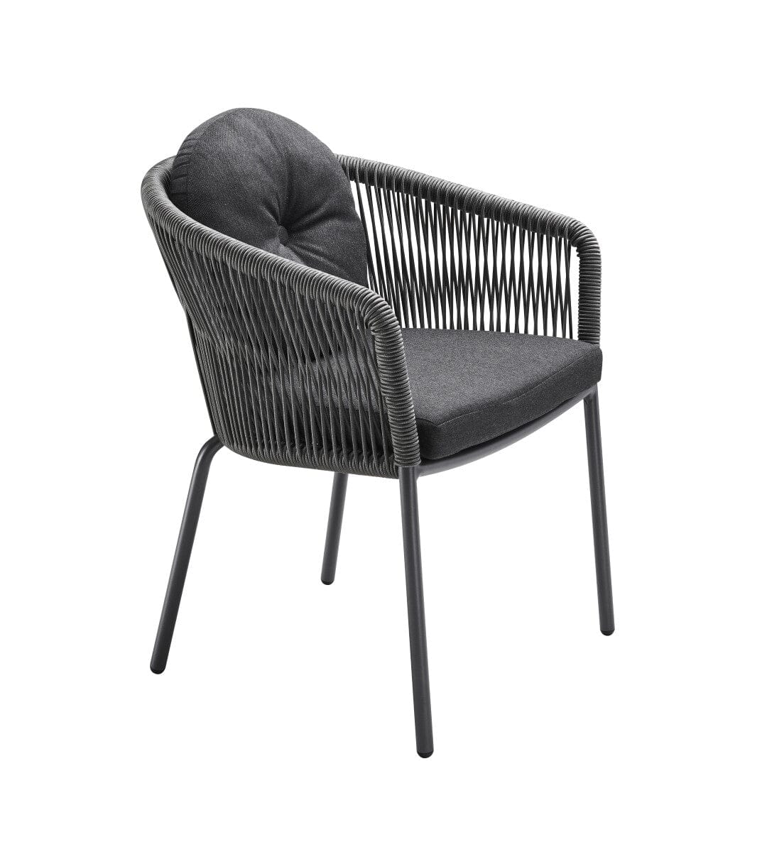 Solpuri Loop Fauteuil repas avec Coussin d'assise / Coussin de dossier rond Ø 42cm - Alu String-Flex Anthracite Premium Bombay graphite 628