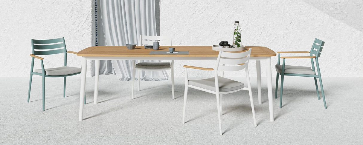 Solpuri Pia Fauteuil empilable Aluminium - Accoudoirs teck