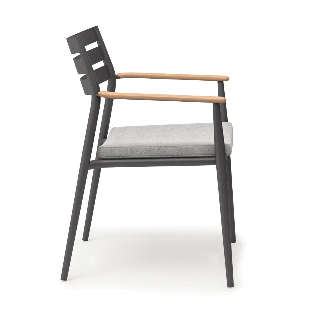 Solpuri Pia Fauteuil empilable Aluminium - Accoudoirs teck