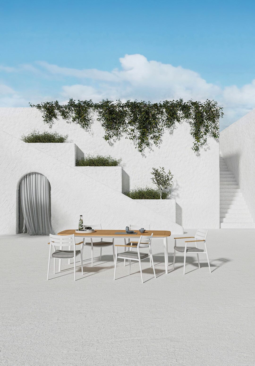 Solpuri Pia Fauteuil empilable Aluminium - Accoudoirs teck