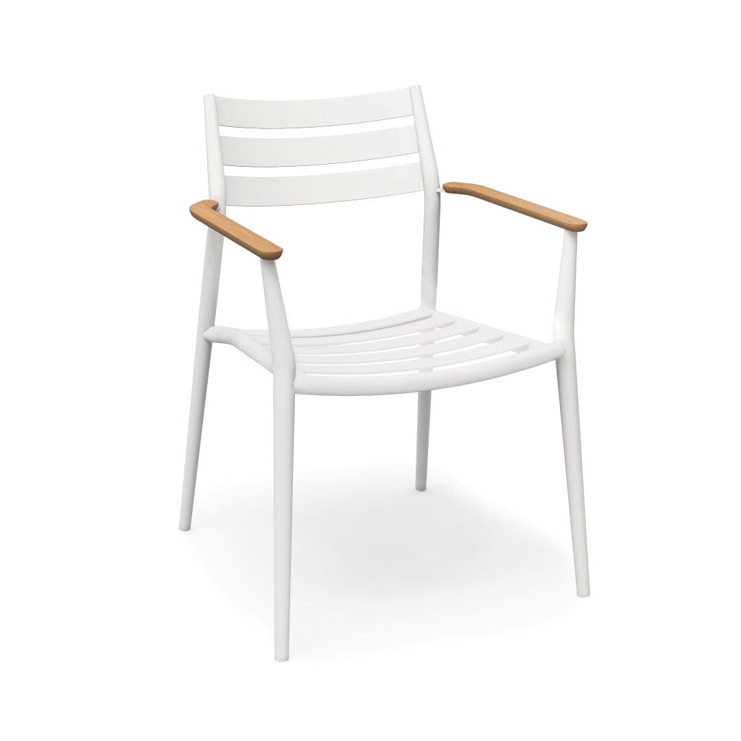 Solpuri Pia Fauteuil empilable Aluminium - Accoudoirs teck Alu White