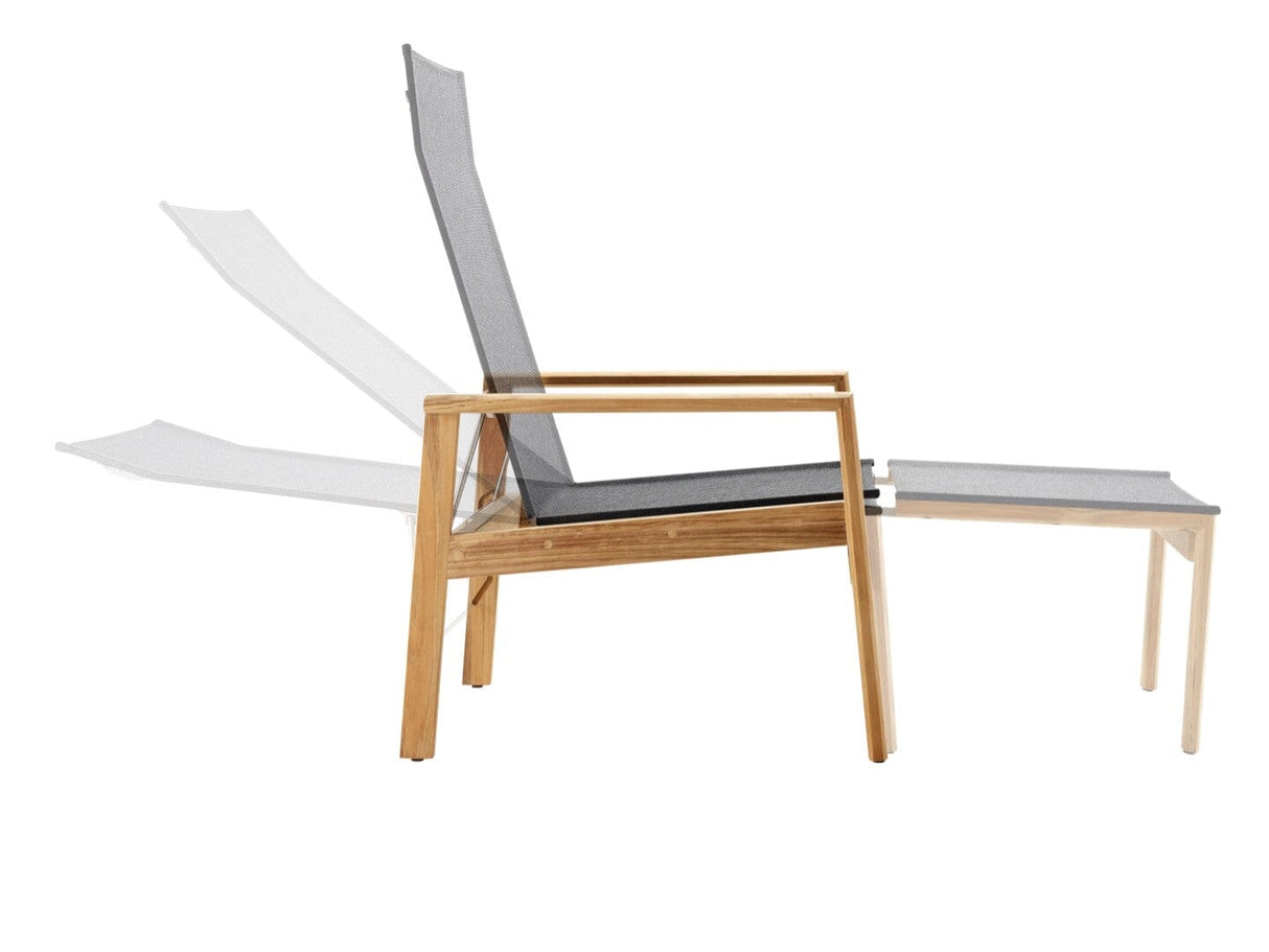 Solpuri Safari Deck-Chair avec Repose-pieds Teck / Toile Softex Coal