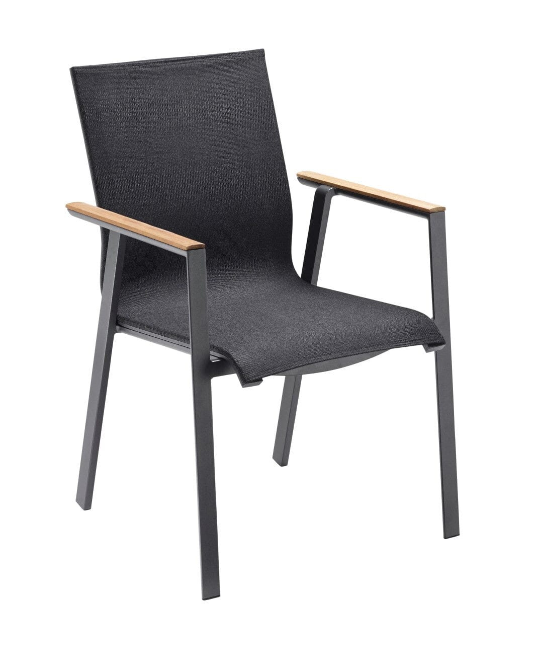 Solpuri Soul Fauteuil empilable - Accoudoirs teck Alu Anthracite / Toile Softex Coal