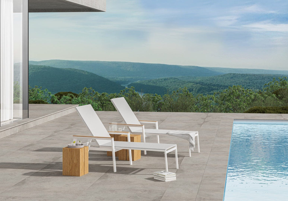 Solpuri Spa Chaise longue, empilable - Accoudoirs teck