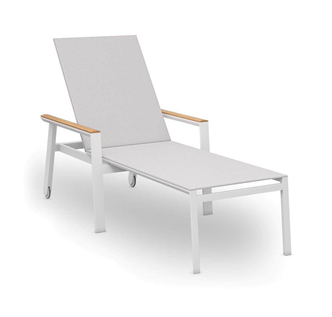 Solpuri Spa Chaise longue, empilable - Accoudoirs teck Alu White / Toile Softex Shell