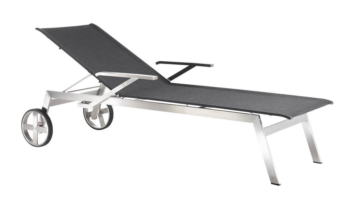 Solpuri Studio Chaise longue - Acier inoxydable / Toile Softex Coal