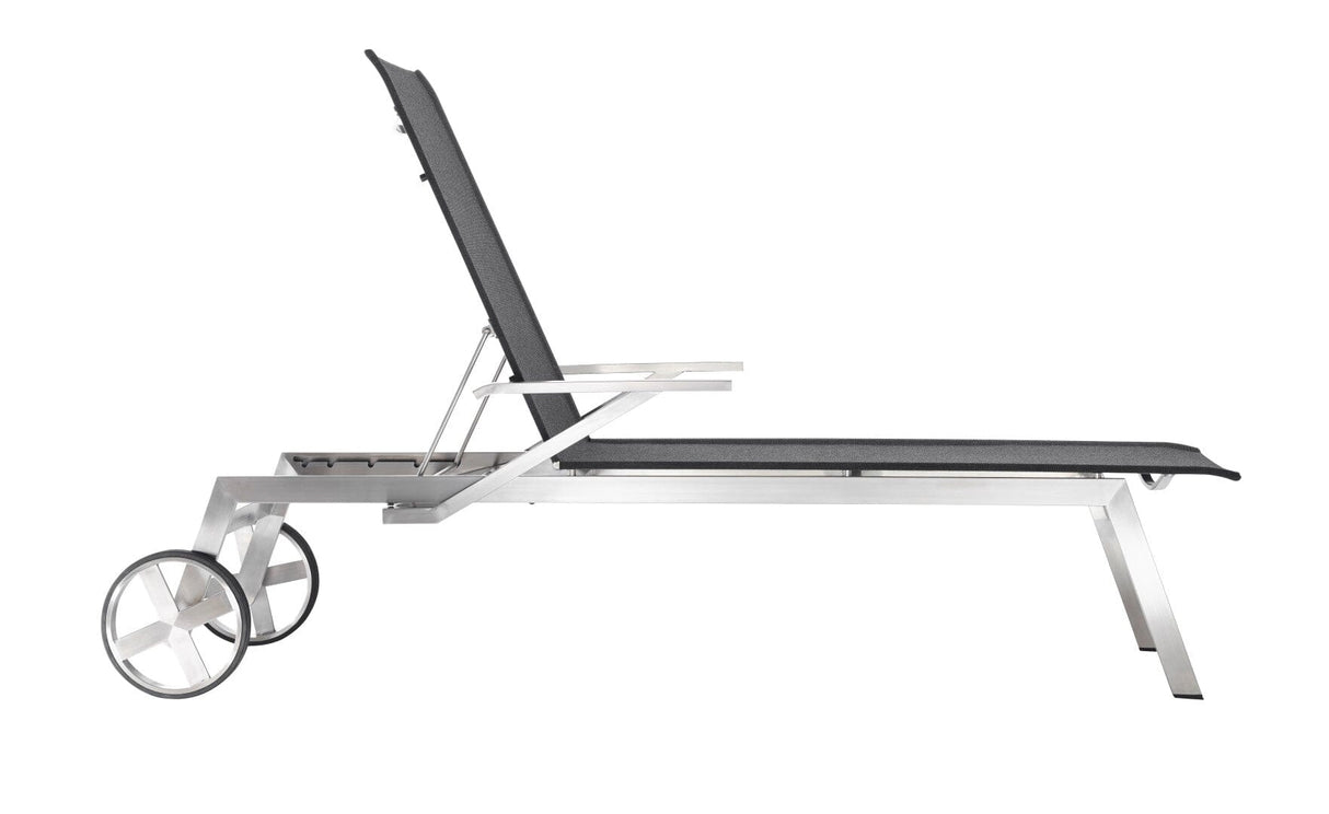Solpuri Studio Chaise longue - Acier inoxydable / Toile Softex Coal