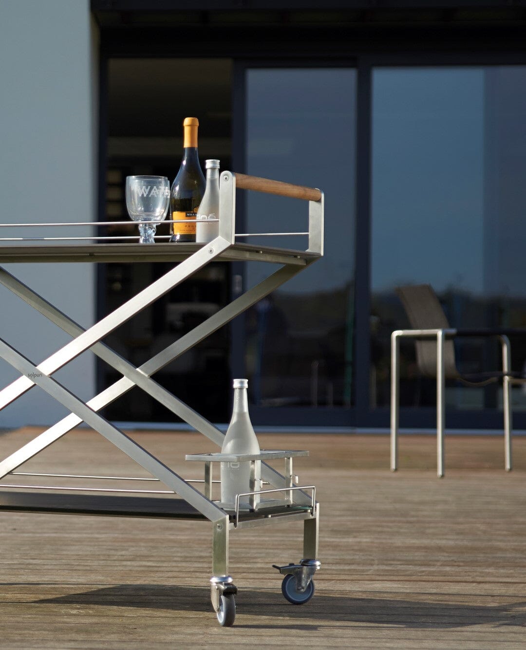 Solpuri Trolley One Bar Trolley Desserte 90 x 50cm - Acier inoxydable / Plateau Céramique