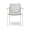 Solpuri Vera Fauteuil empilable - Accoudoirs teck - avec Coussin d'assise - Alu White / String Flex White grey 