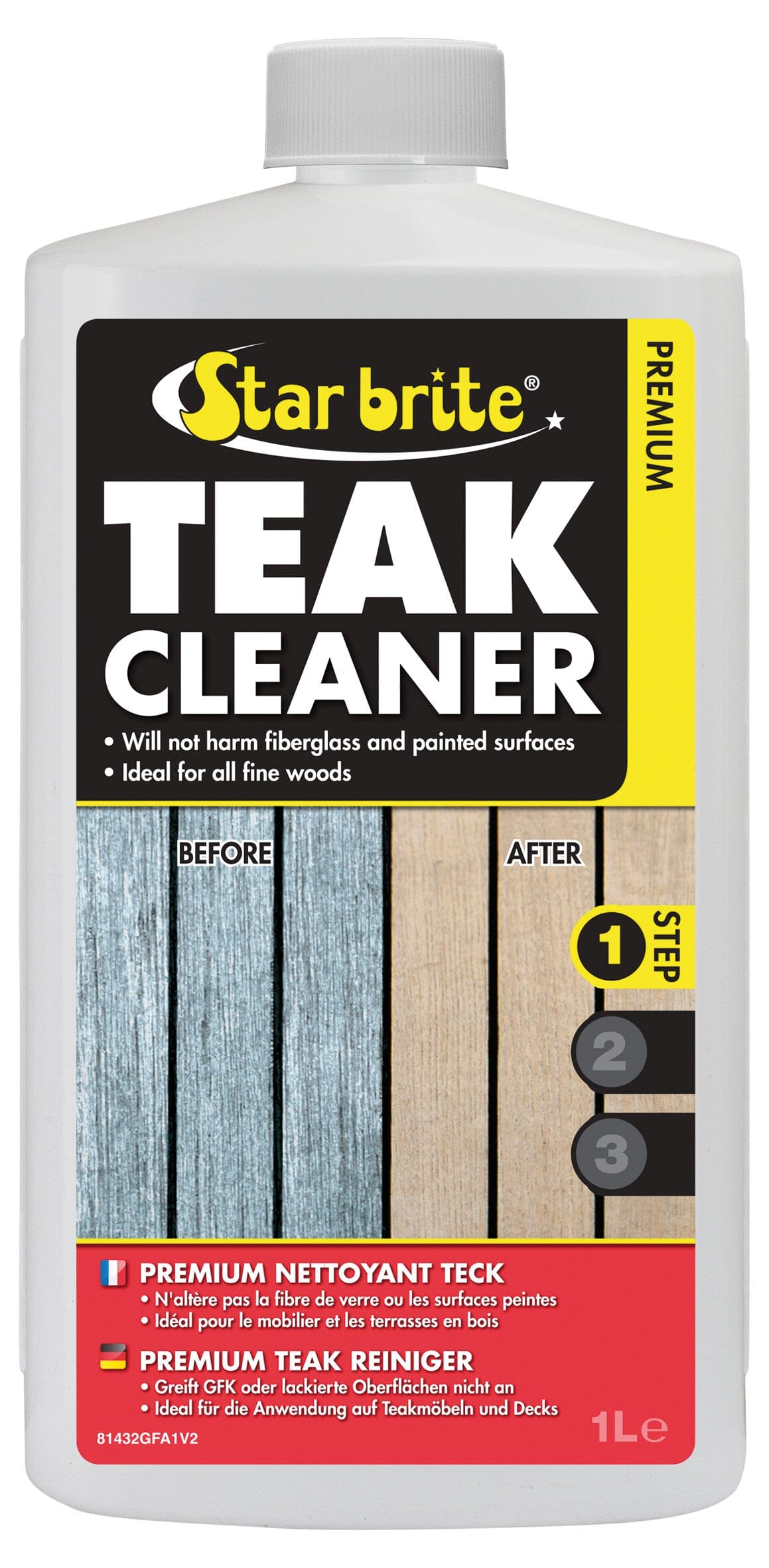 Starbrite Premiun Teak Cleaner, Produit de nettoyage pour Teck, Step 1 1 litre