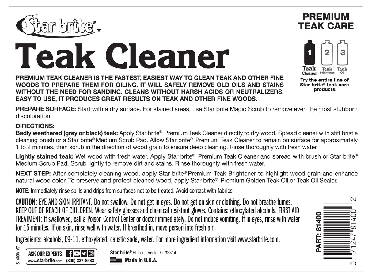 Starbrite Premiun Teak Cleaner, Produit de nettoyage pour Teck, Step 1