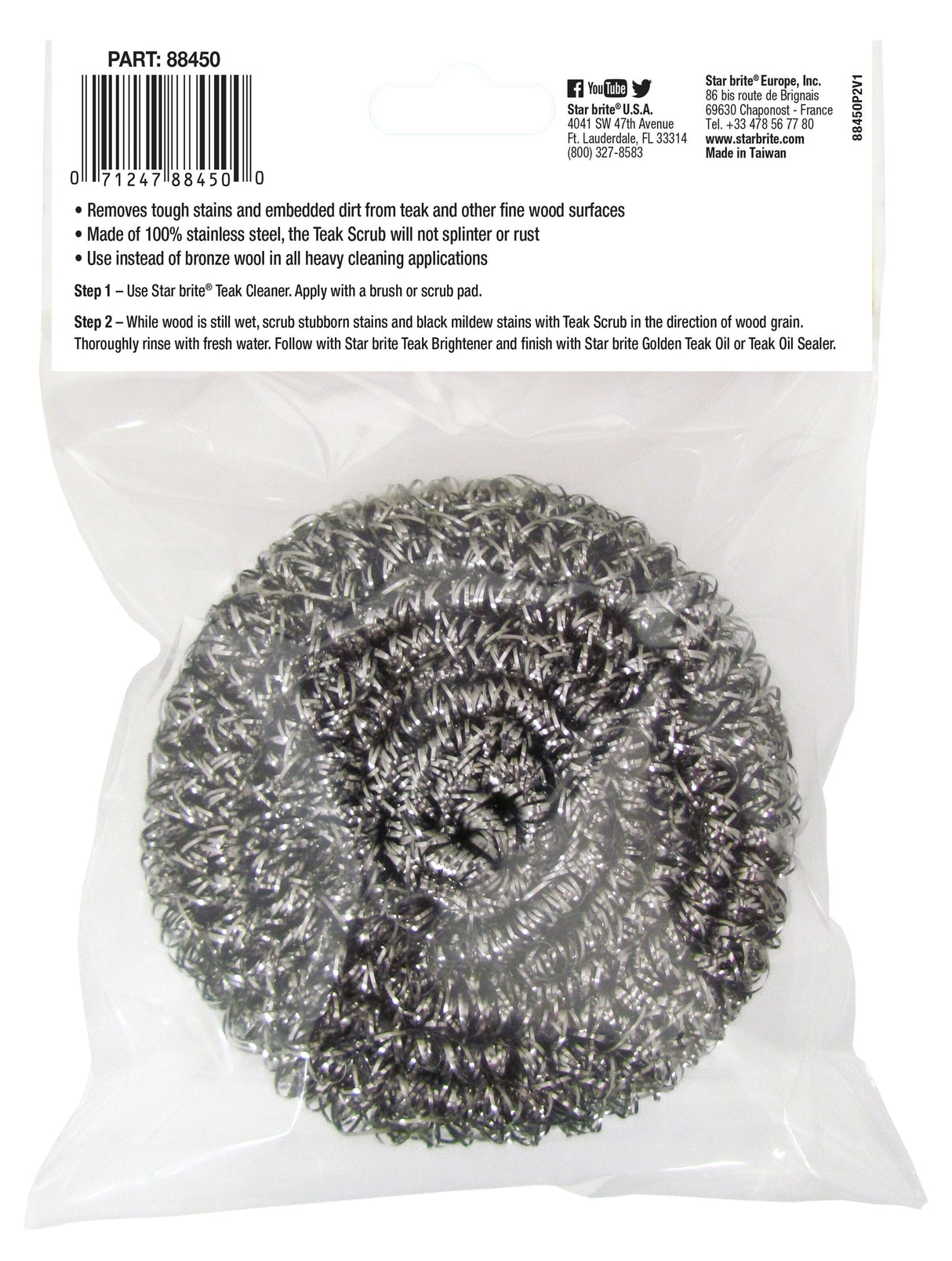 Starbrite Teak Scrub, Paille de fer en inox pour le nettoyage du Teck