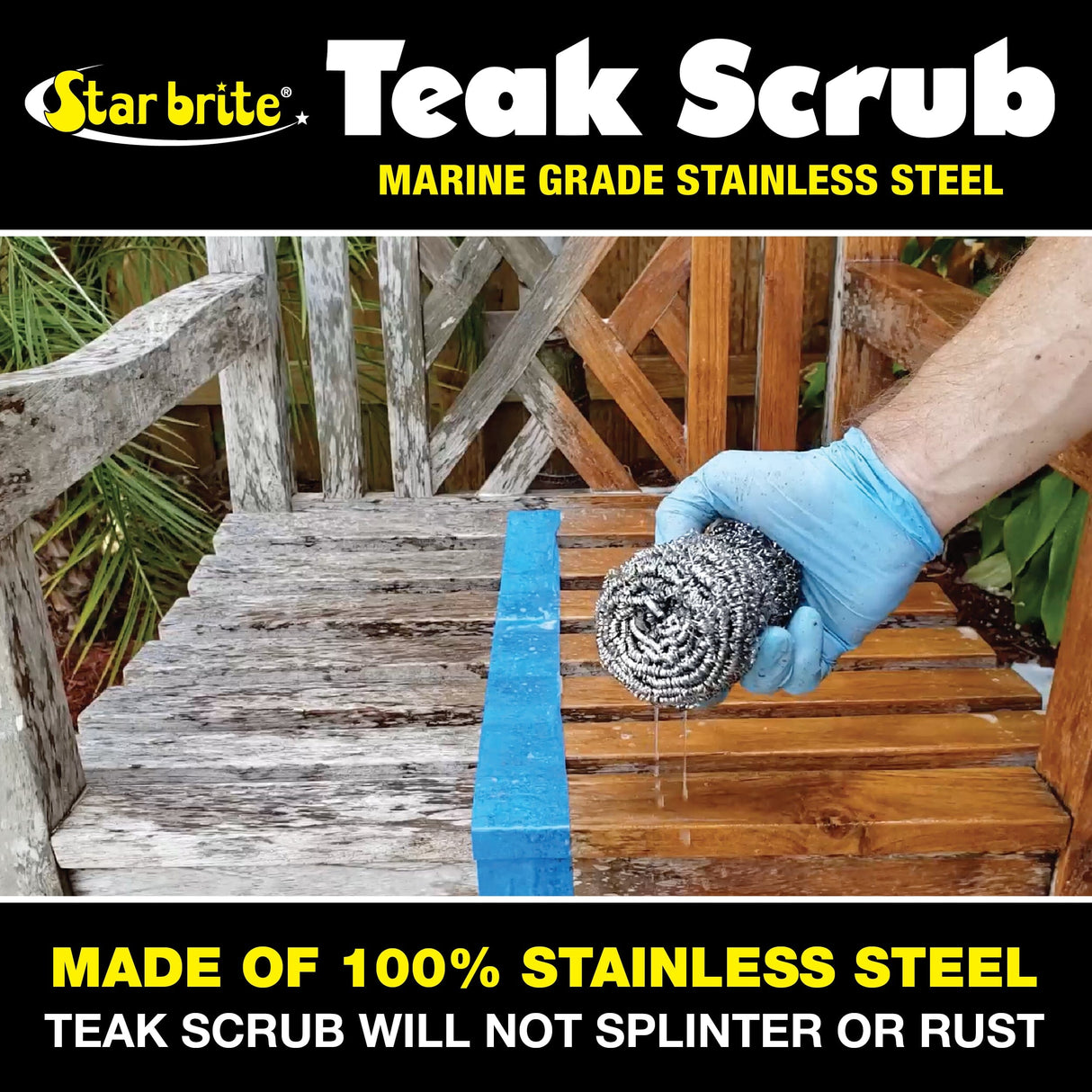 Starbrite Teak Scrub, Paille de fer en inox pour le nettoyage du Teck