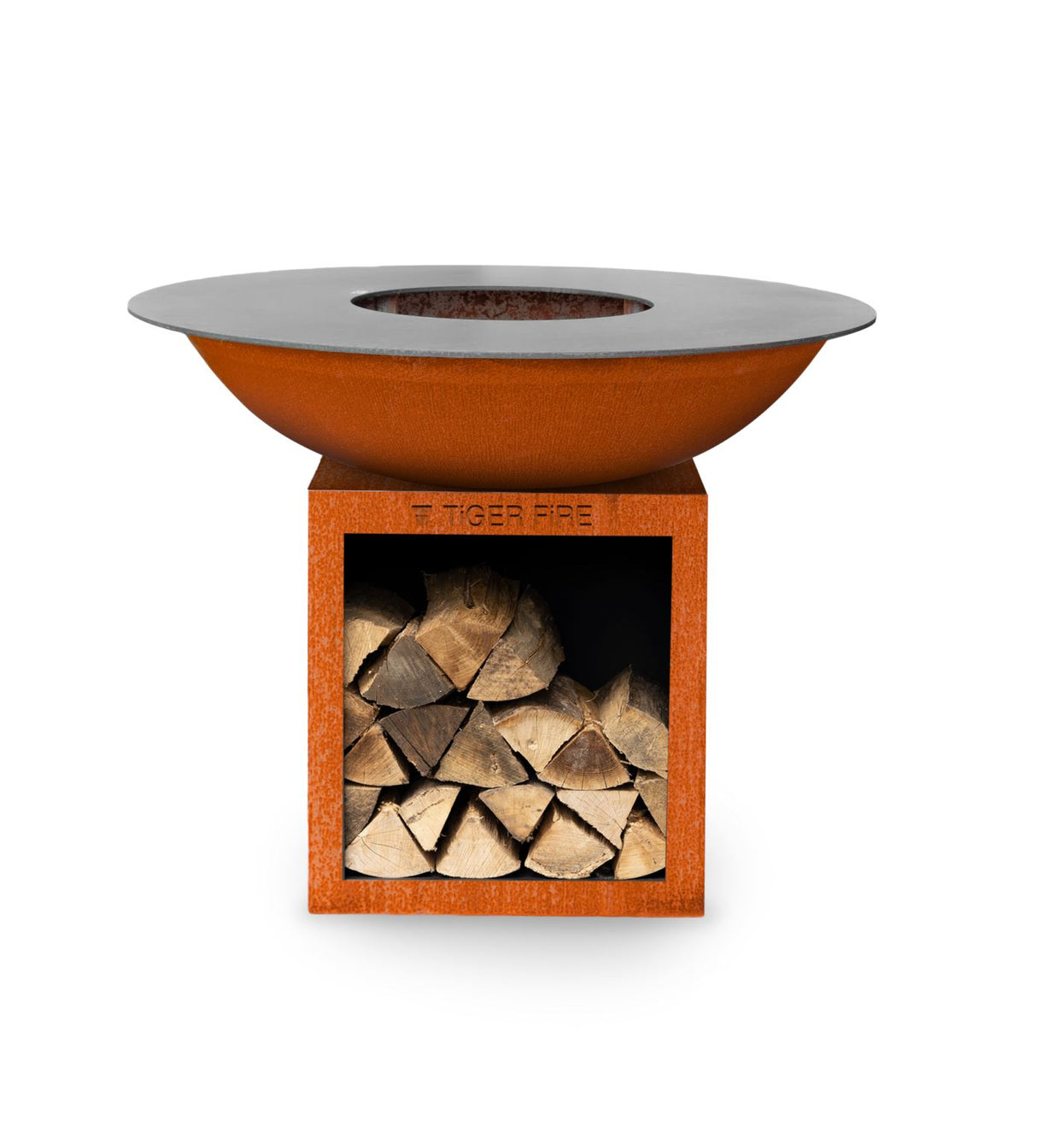 Tiger Fire 112 Classic Storage Corten Ø112cm Foyer brasero H: 96cm avec stockage bois Corten