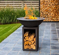 Tiger Fire 88 Classic storage Black Ø88cm Foyer brasero H: 96cm avec stockage bois