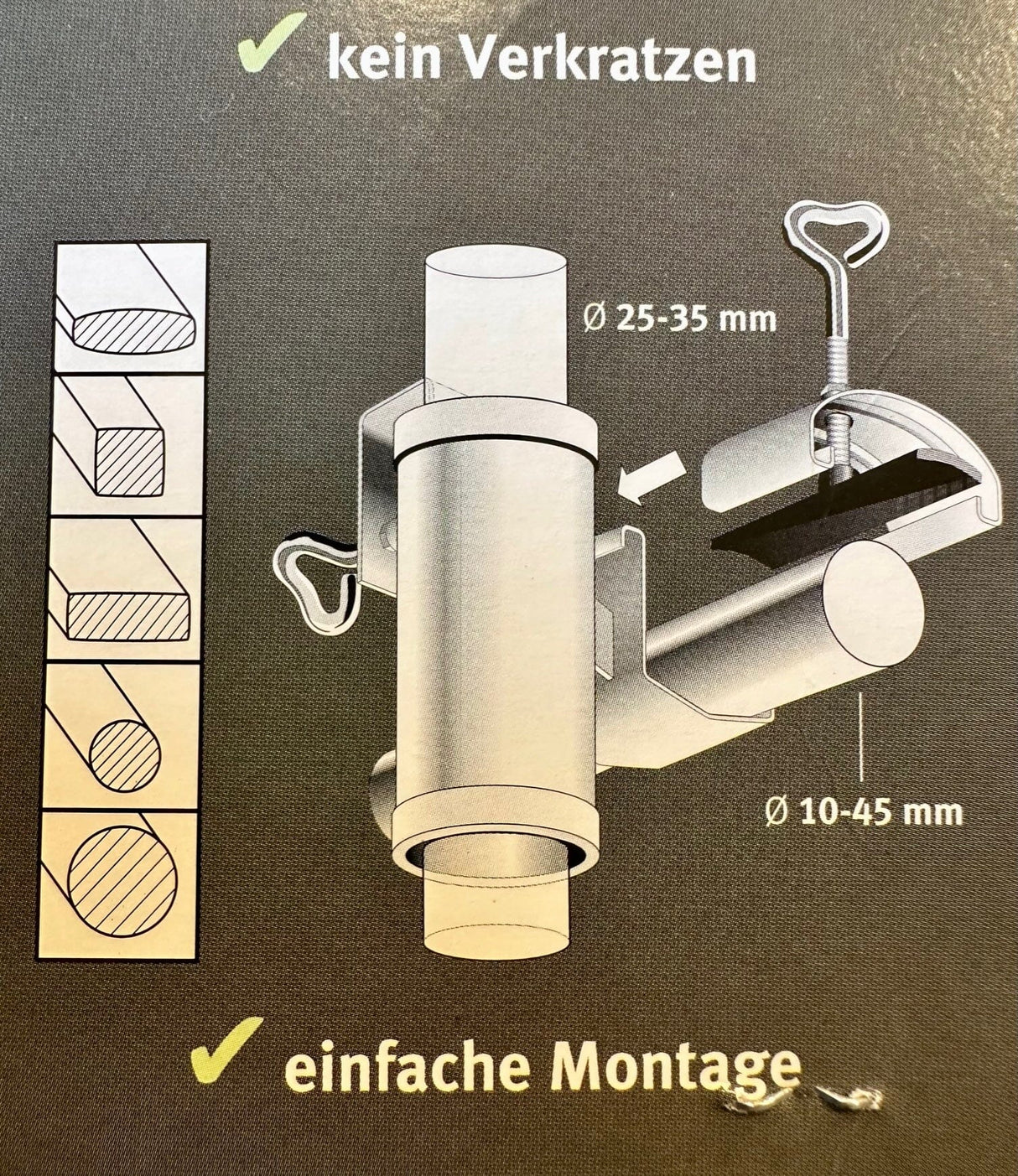 Videx Fixation pour balustrades horizontales Support pour parasol Ø25/Ø35mm Acier laqué blanc
