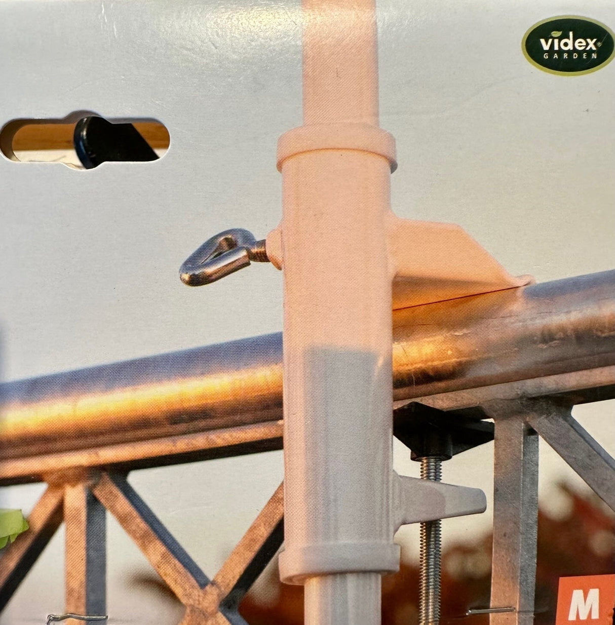 Videx Fixation pour balustrades horizontales Support pour parasol Ø25/Ø35mm Acier laqué blanc