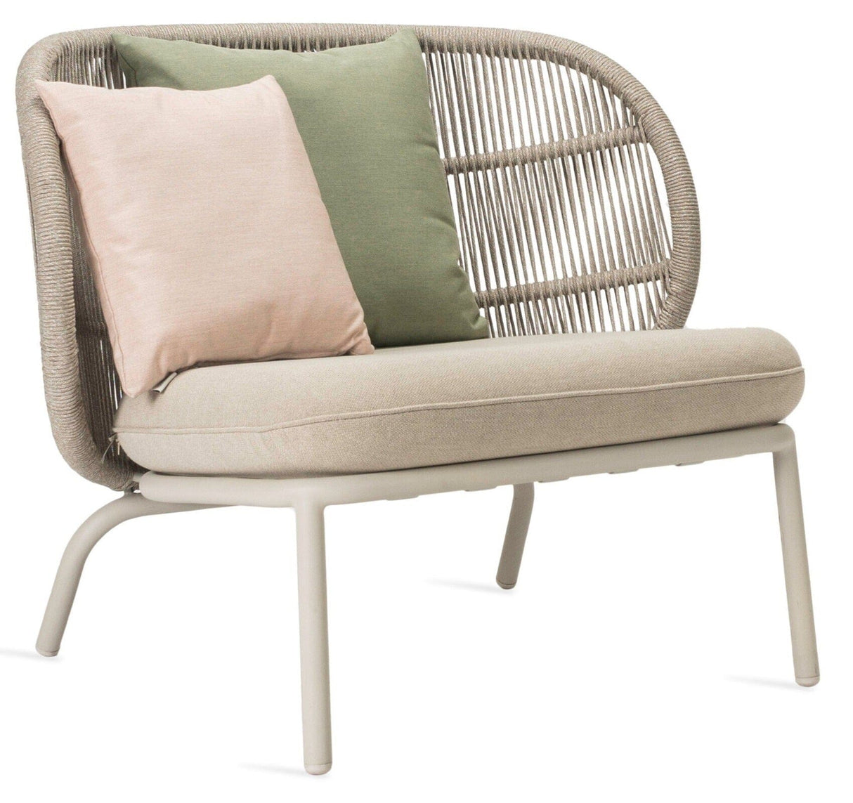 Vincent Sheppard Kodo Lounge chair avec coussins Dune white Set 2 Almond (Almond + Olive green + Blush)