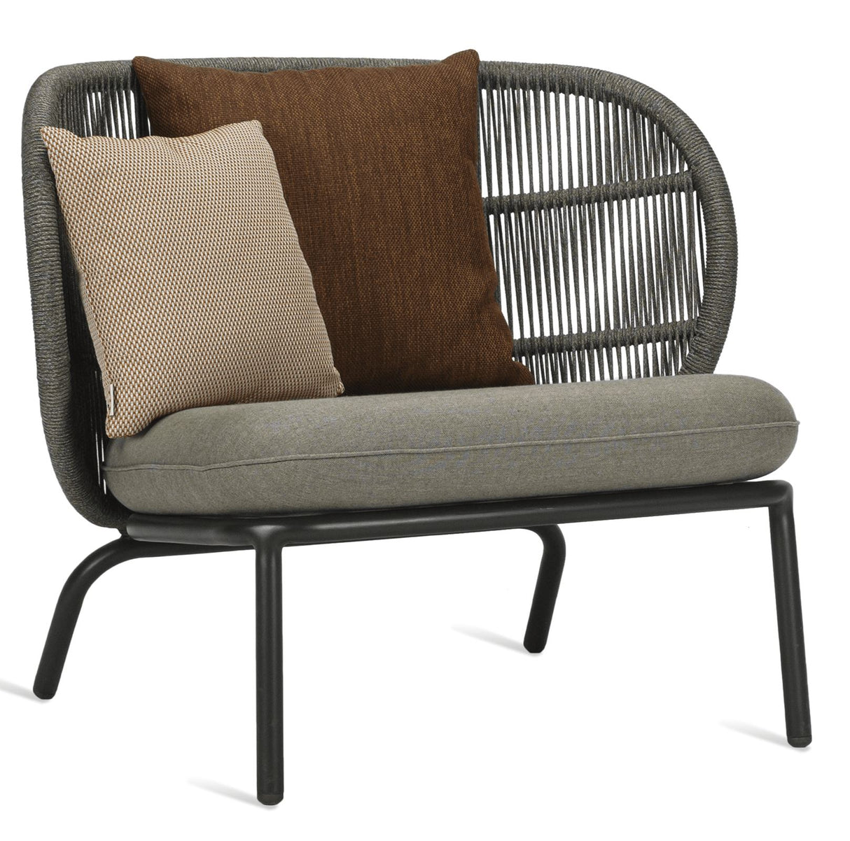 Vincent Sheppard Kodo Lounge chair avec coussins Fossil Grey Set 1 Carbon beige (Carbone beige + Spice + Coral)