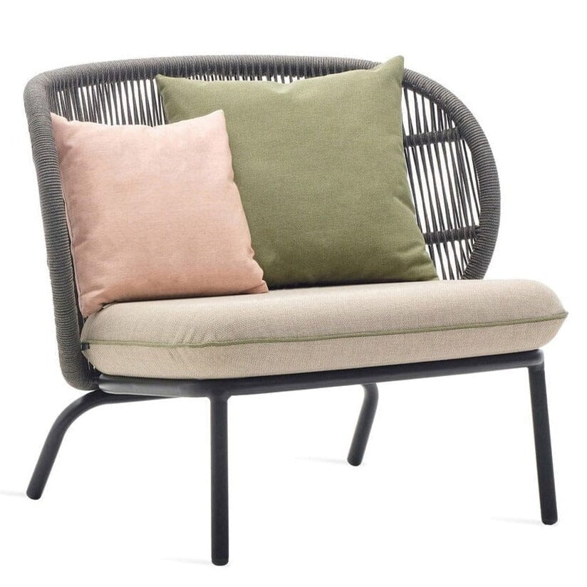 Vincent Sheppard Kodo Lounge chair avec coussins Fossil Grey Set 2 Almond (Almond + Olive green + Blush)
