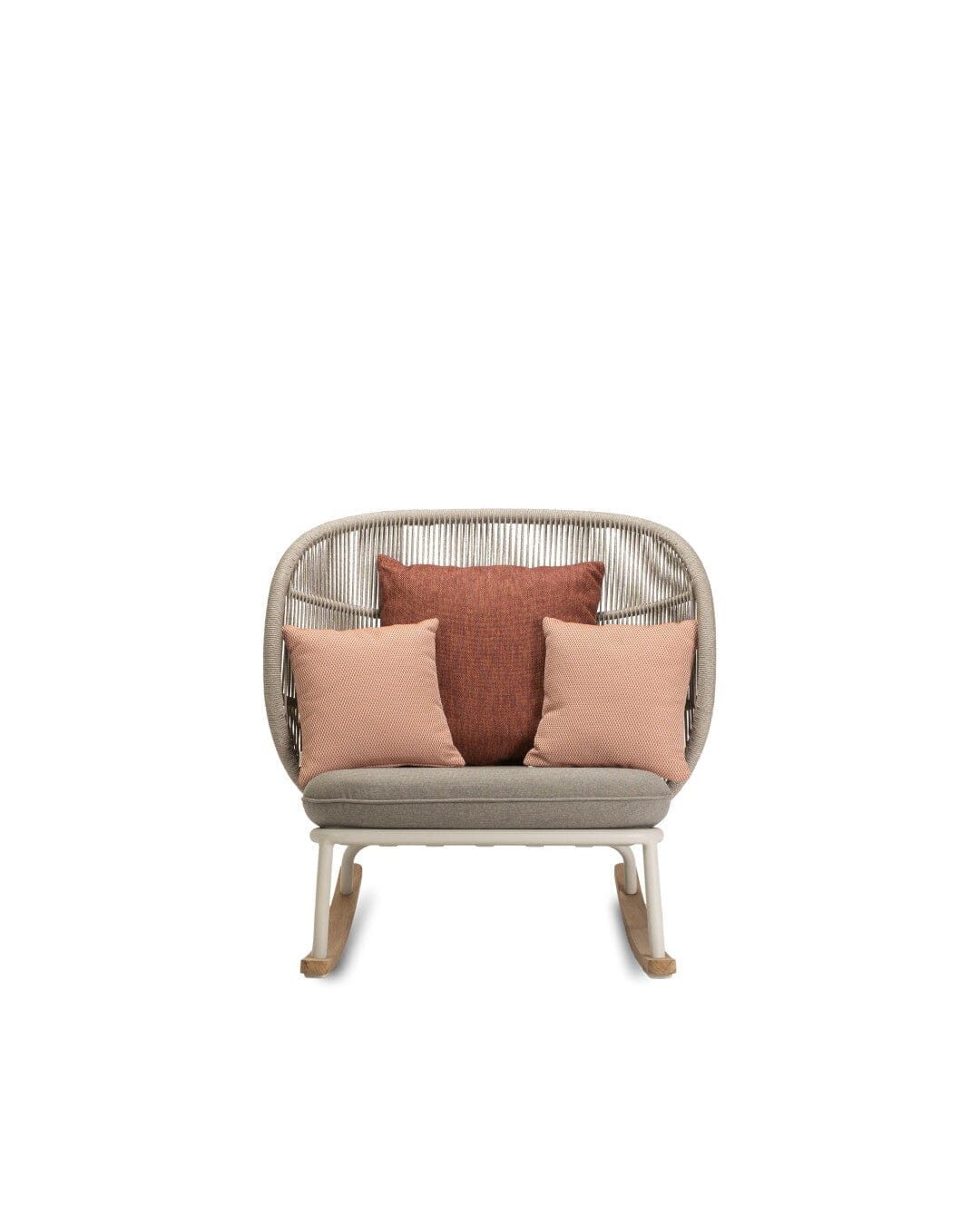 Vincent Sheppard Kodo Rocking chair Haut dossier avec coussins Dune white Set Combi 1 Carbon beige (Carbone beige + Spice + Coral)